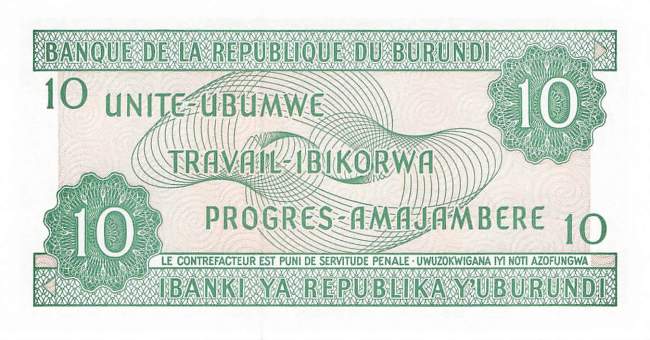 Burundi p33d 10 Francs 1997
